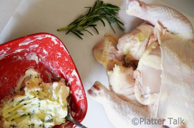 a whole chicken with compound butter
