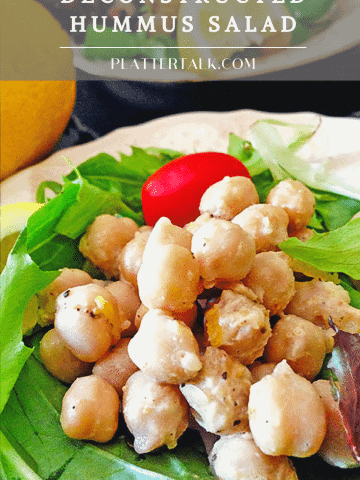 A plate of food, with chickpea salad