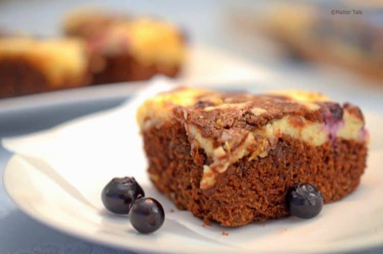 a slice of blueberry chocolate brownie