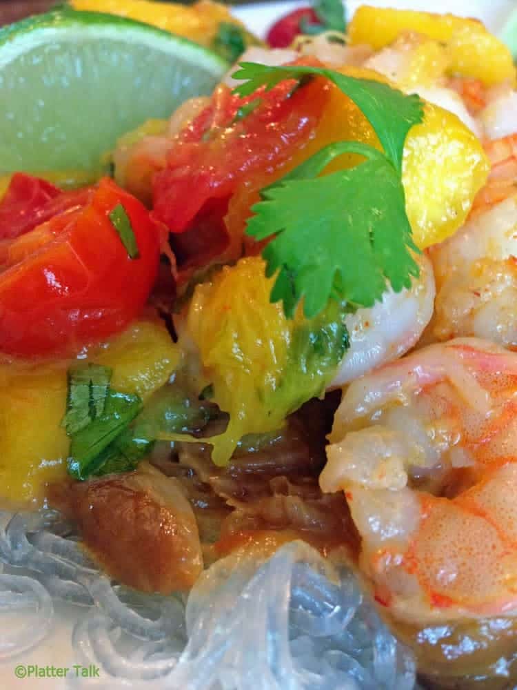 Shrimp with mango.