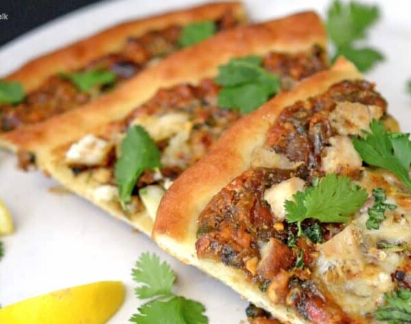 slices of thai chicken pizza