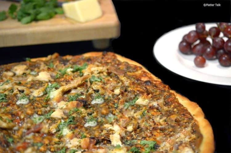 a whole thai chicken pizza