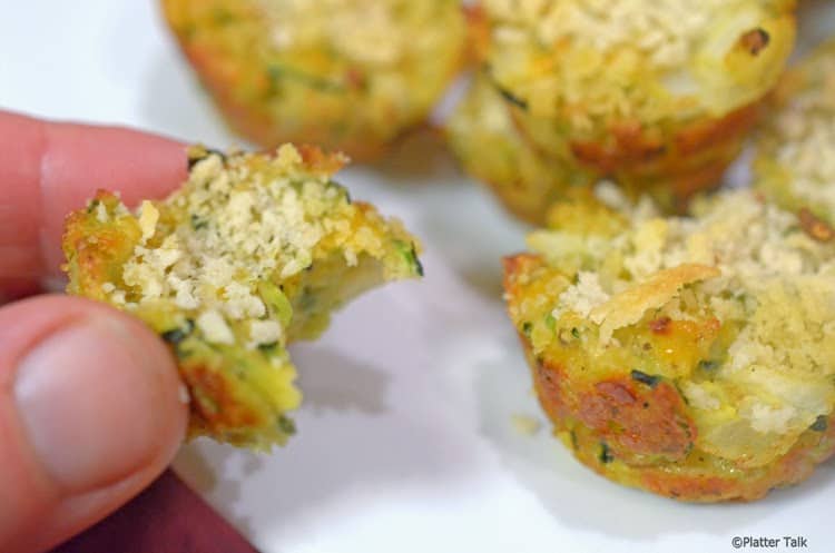 a close up of zucchini tots.