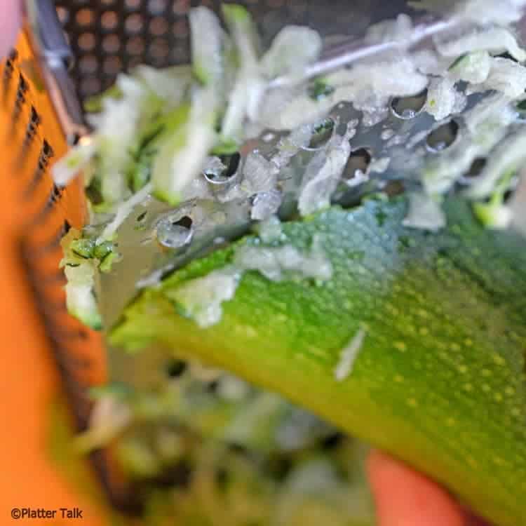 A close up of a piece of zucchini.
