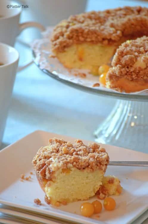 A close up of a piece of cake on a plate