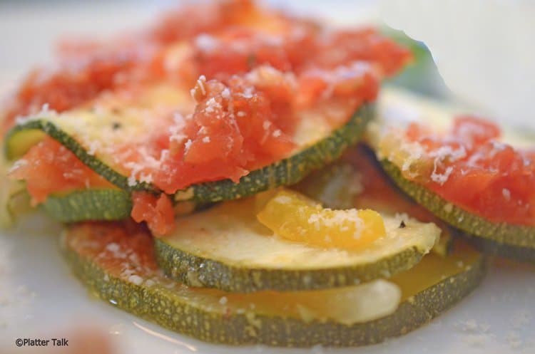 A close up of a plate of zucchini bake.