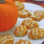 A plate of food on a table, with Cookie and Pumpkin