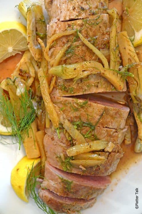 A pork slice pork tenderloin with fenne