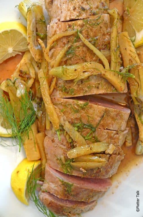 A pork slice pork tenderloin with fenne