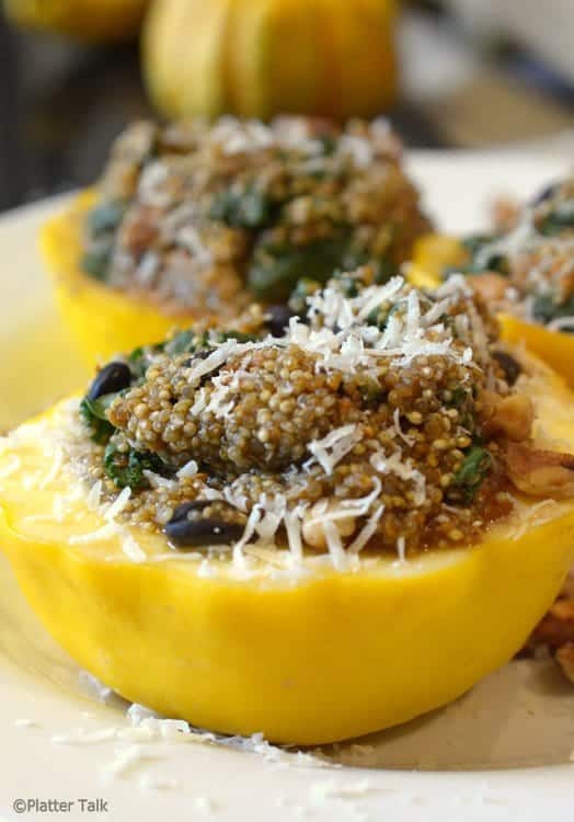 A close up of quinoa stuffed squash