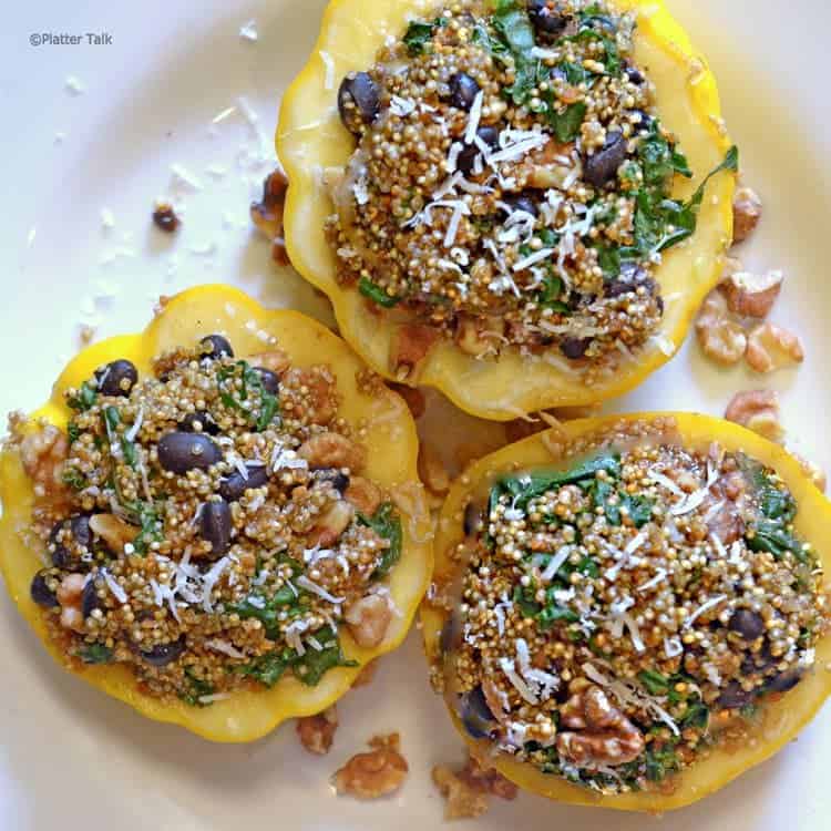 A plate of stuffed squash.