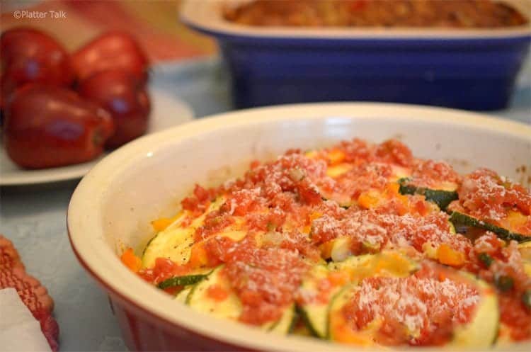 A pan full of zucchini bake.