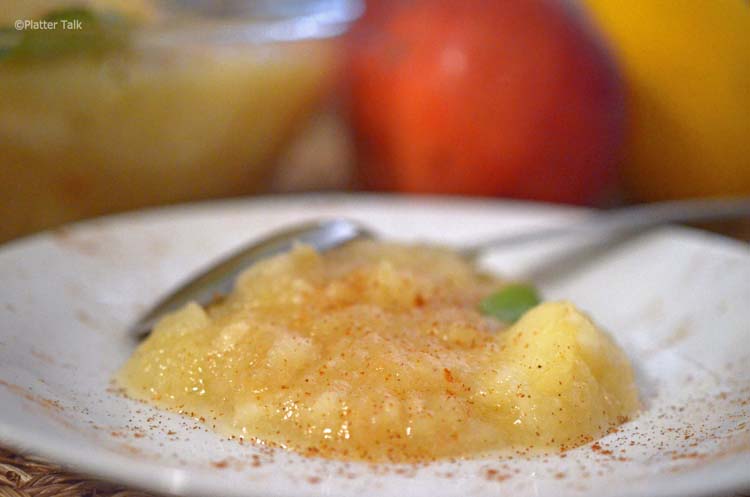 A close up of applesauce