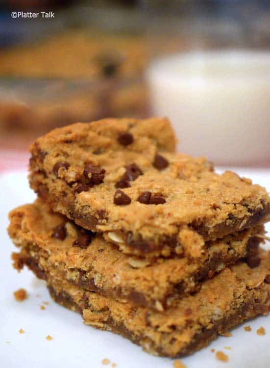 A stack of dessert bars.