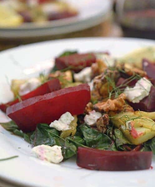 A plate of food on a table, with Chard and Fennel