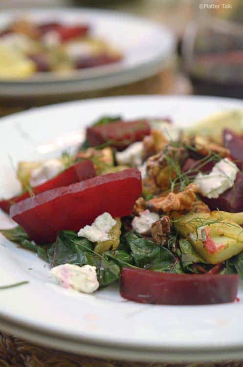 A plate of food on a table, with Chard and Fennel