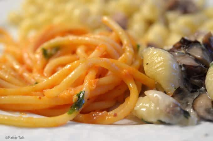 A close up of pasta