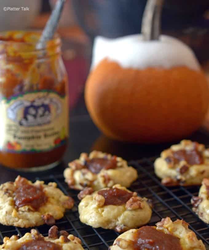 A close up of cookies and a pumpkin