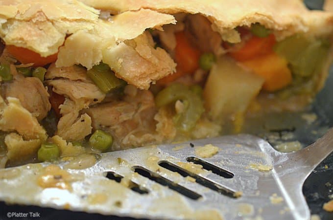 A close up of pot pie