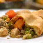 A close up of pot pie