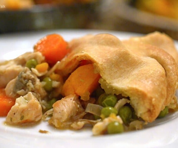 A close up of pot pie