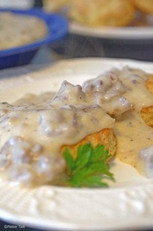 Buttermilk Biscuits and Sausage with Gravy - Platter Talk