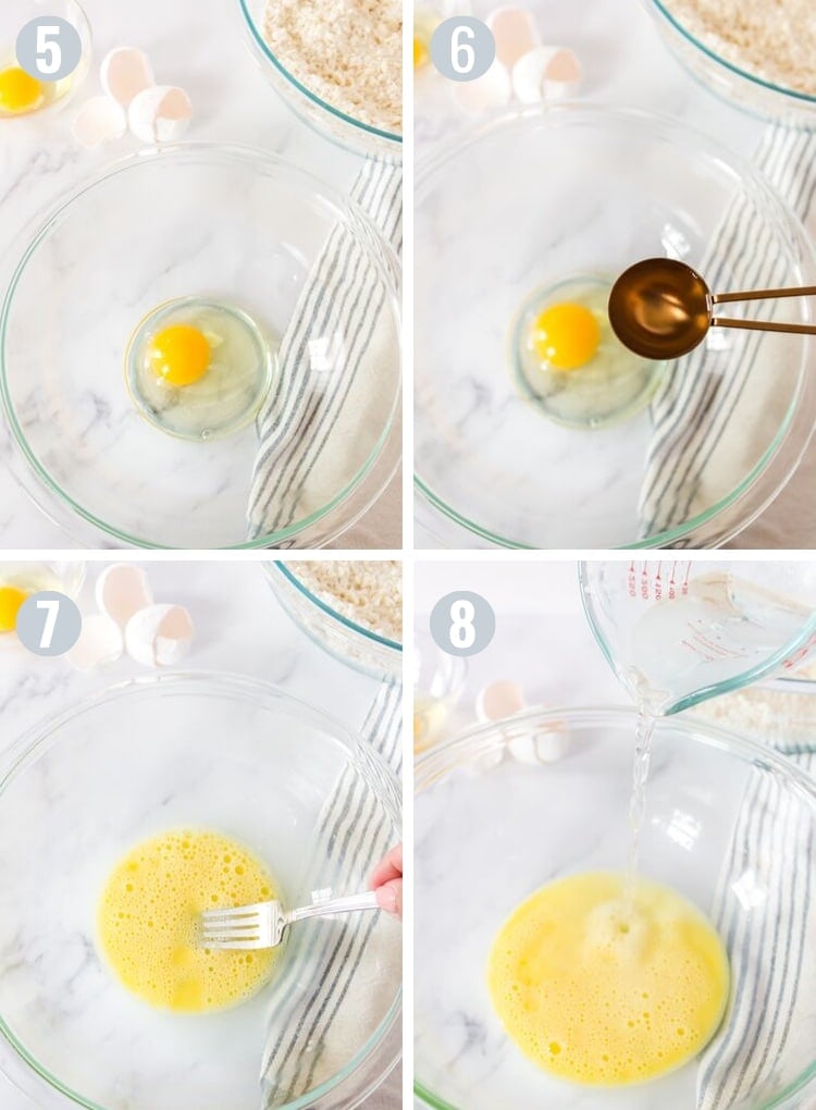 Mixing an egg for homemade pie crust.