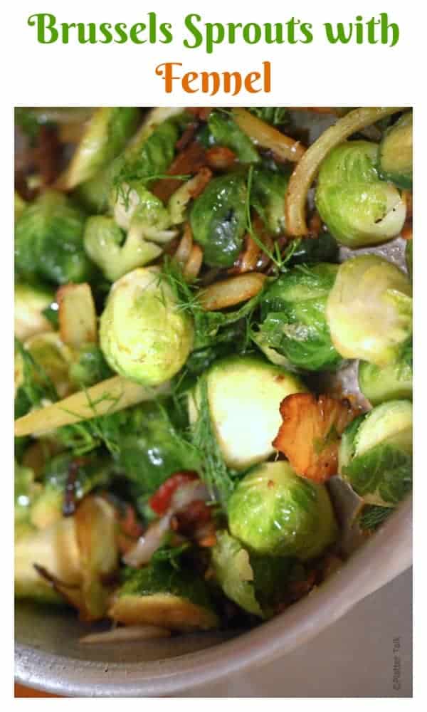 A close up of food, with Fennel and Brussels sprout