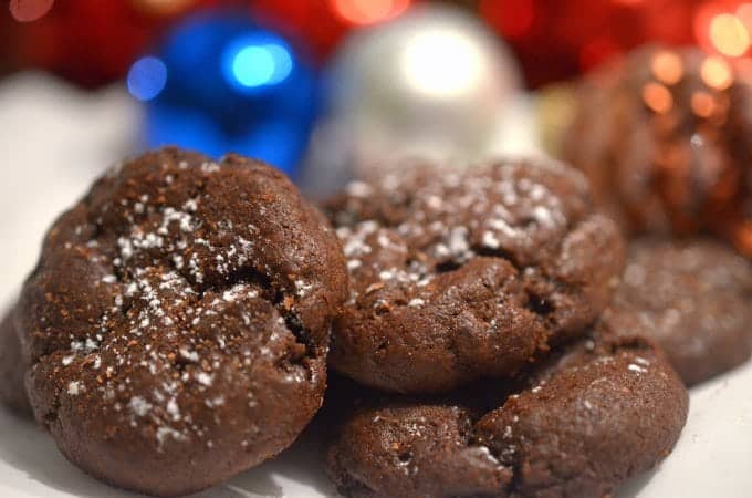 A close up of a chocolate cookie