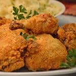 oven-fried chicken recipe on platter talk food blog.