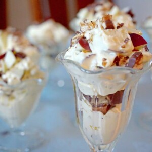 A close up of a dessert salad