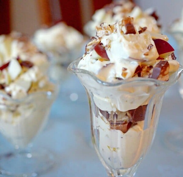 A close up of a dessert salad