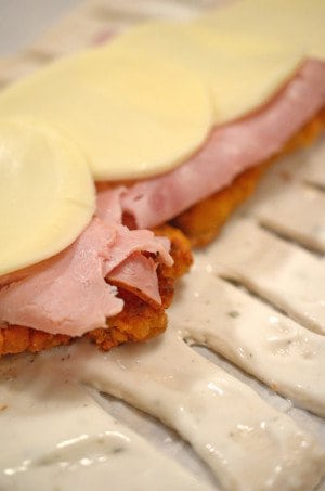 A close up of a plate, with Stromboli and chicken