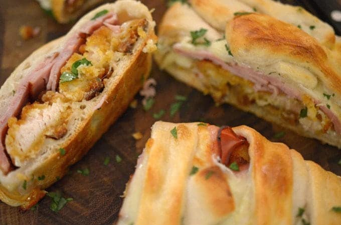 A stromboli cut up