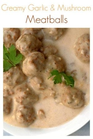Easy Creamy Garlic and Mushroom Meatballs from Platter Talk are a simple but jazzed-up meatballs recipe that your whole family will enjoy.