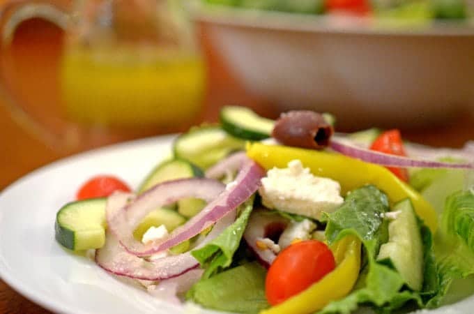 A plate of salad.