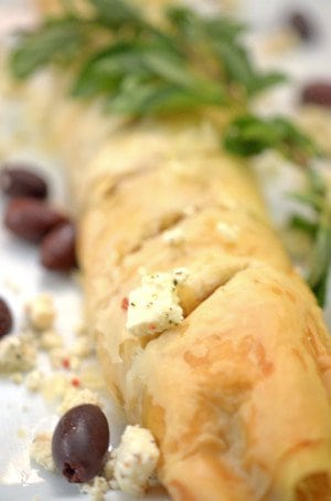 A close-up of food on a platter.