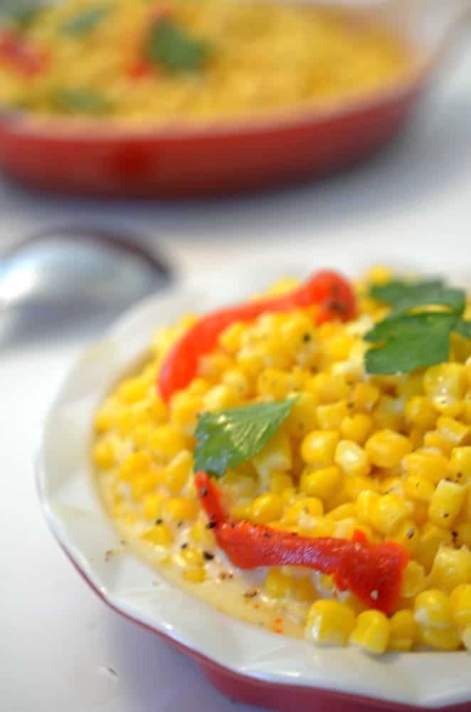 cream corn on a plate