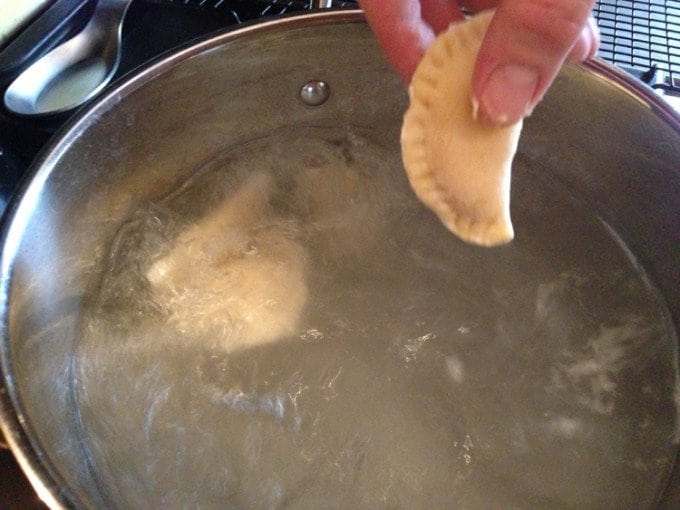 Use biling salted water to make pierogi.