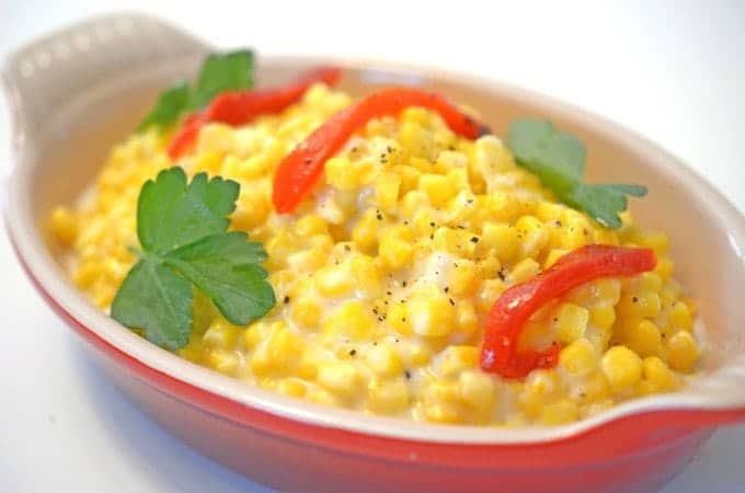 a ramekin of cream corn