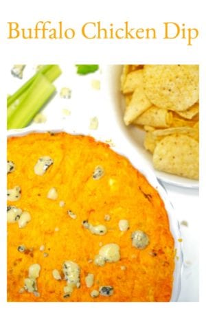 This Buffalo Chicken Wing Dip is an easy and addictive party food that's perfect for tailgating, baby showers, pot lucks and family reunions. Make this easy dip of Buffalo chicken in abougt 40 minutes!