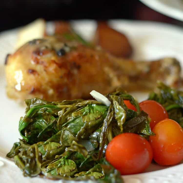 Oven Wilted Spinach with Roasted Cherry Tomatoes