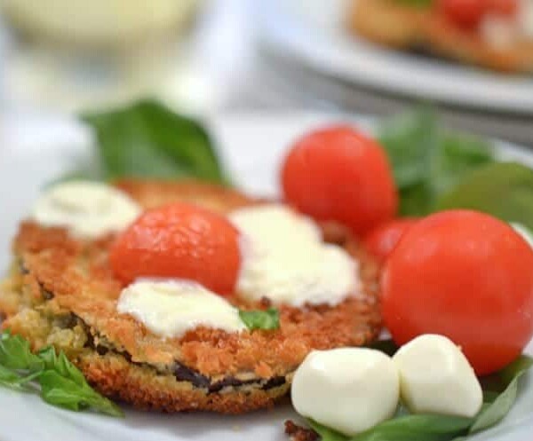 A plate of eggplant Bruschetta.