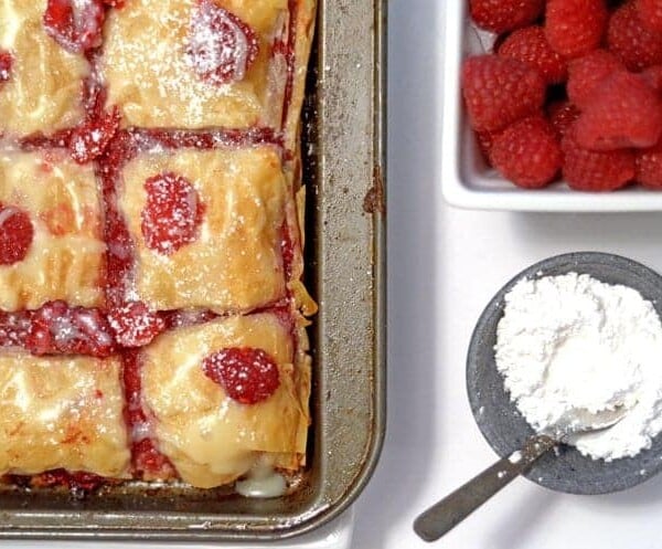 A tray of Raspberry Brownie Baklava.