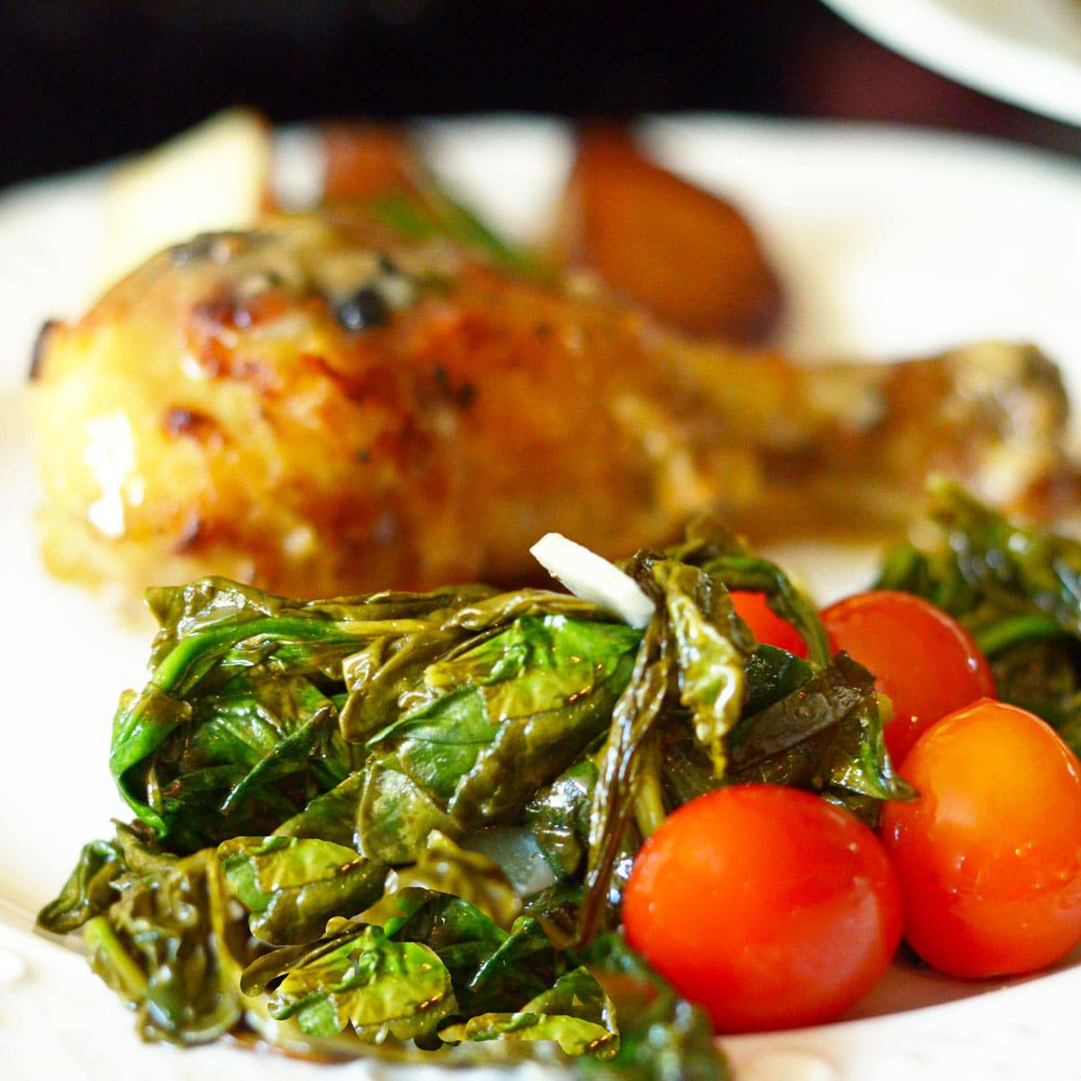 Oven Wilted Spinach with Roasted Tomatoes-image