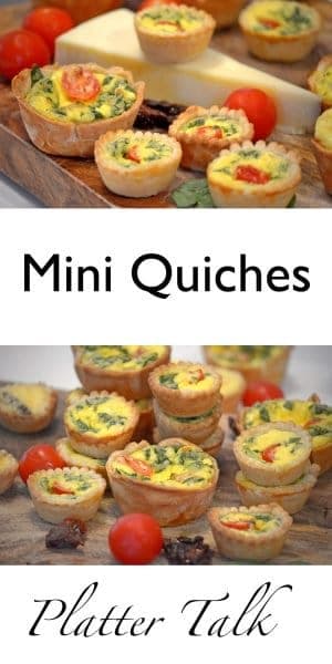 stacks of mini quiche.