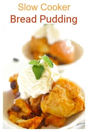 This Slow Cooker Bread Pudding from Platter Talk is and an easy, warm, and delicious dessert recipe from your crock pot. Make this bread pudding today!