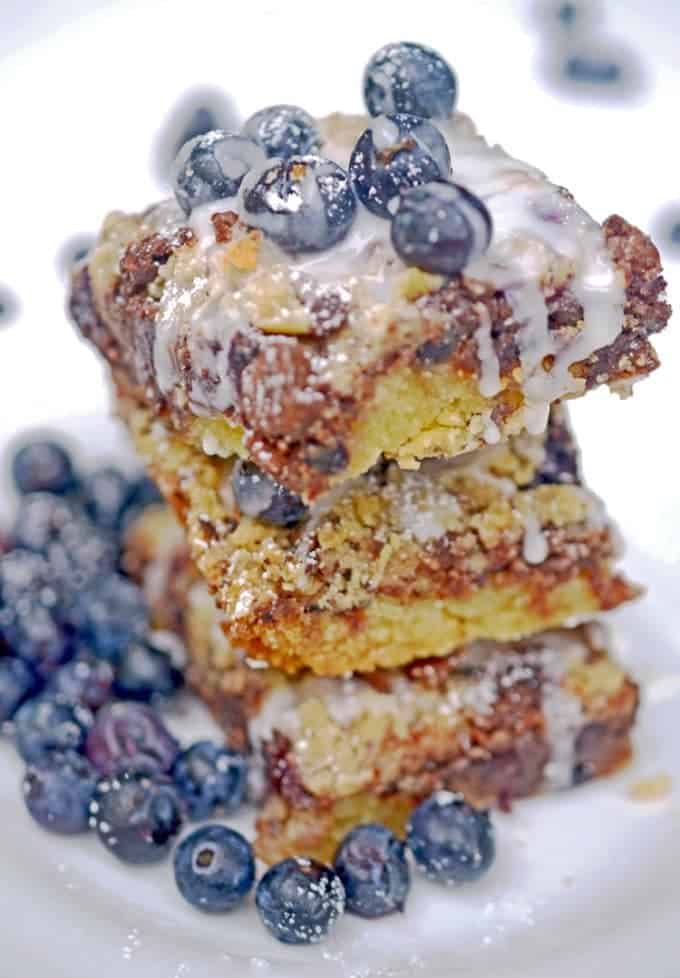 a stack of blueberry dessert bars.