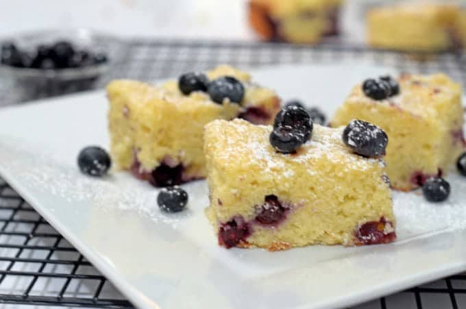 blueberry blondies on a plate