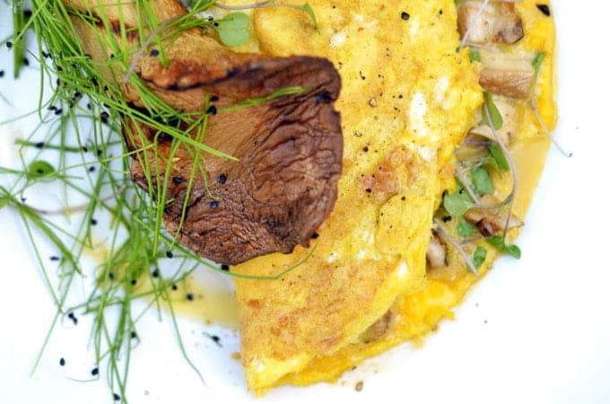 a close up of an omelet